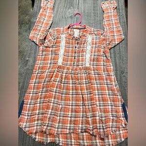 Wrangler Orange and White Plaid Shirt